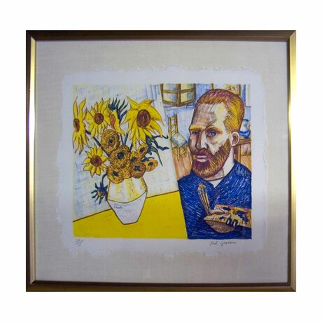 Red Grooms // Van Gogh with Sunflowers // 1988 Lithograph // Signed