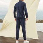 Luke Half Zip + Trouser Lounge Set // Navy (S)