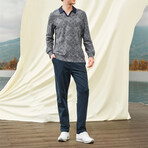 Tyler V-Neck + Trouser Lounge Set // Gray + Blue (S)