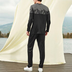 Mason Long Sleeve + Trouser Lounge Set // Gray + Black (S)