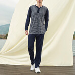 Logan Long Sleeve + Trouser Lounge Set // Navy (S)