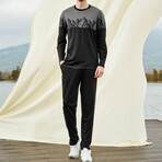 Mason Long Sleeve + Trouser Lounge Set // Gray + Black (S)