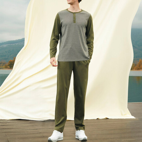 Dominic Long Sleeve + Trouser Lounge Set // Green (S)