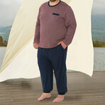 Ryan Long Sleeve + Trouser Lounge Set // Red + Blue (S)