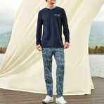 Liam Long Sleeve + Trouser Loungewear Set // Navy Blue (S)