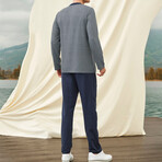Ezra Long Sleeve + Trouser Loungewear Set // Navy Blue Gingham (S)