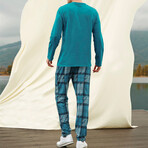 Owen Long Sleeve + Trouser Lounge Set // Turquoise (S)