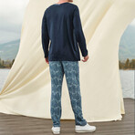 Liam Long Sleeve + Trouser Loungewear Set // Navy Blue (S)