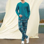 Owen Long Sleeve + Trouser Lounge Set // Turquoise (S)