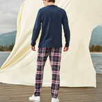 Elis Long Sleeve + Trouser Lounge Set // Navy + Red (S)