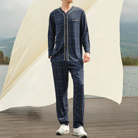 Bailey Button-Up + Trouser Lounge Set // Plaid (S)