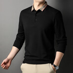 Alec Plaid Collar Polo // Black (XS)