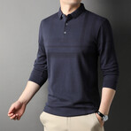 Jules Plaid Long Sleeve Polo // Dark Blue (M)