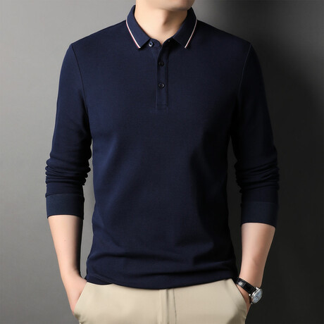 Sydney Long Sleeve Polo // Dark Blue (XS)