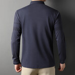 Jules Plaid Long Sleeve Polo // Dark Blue (M)