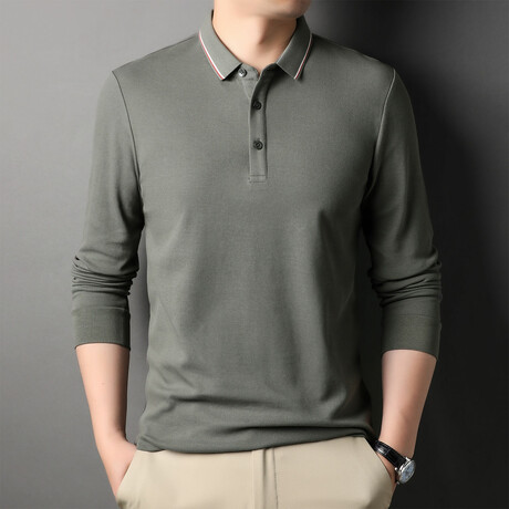 Sydney Long Sleeve Polo // Army Green (XS)