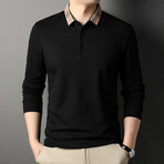 Alec Plaid Collar Polo // Black (XS)