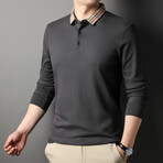 Alec Plaid Collar Polo // Dark Gray (XL)
