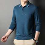 Otto Long Sleeve Polo // Blue Lake (L)