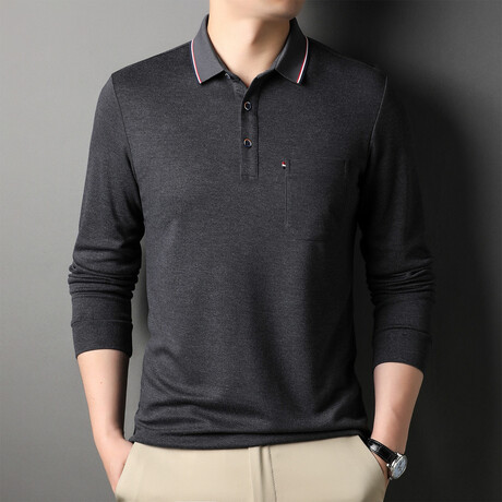 Otto Long Sleeve Polo // Dark Gray (XS)