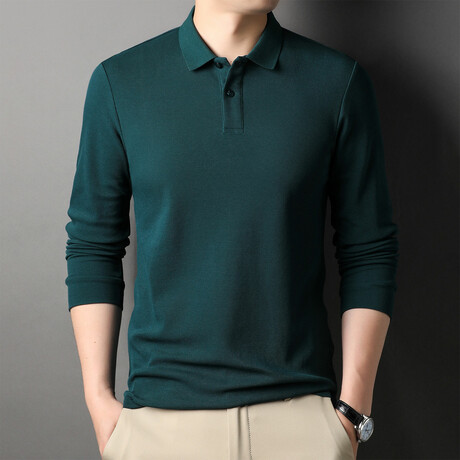 Warner Long Sleeve Polo // Dark Green (XS)