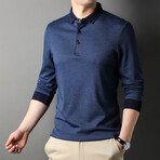 Alvin Striped Long Sleeve Polo // Blue (XL)