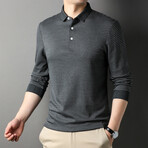 Logan Striped Long Sleeve Polo // Gray (S)