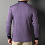 Alvin Striped Long Sleeve Polo // Purple (L)
