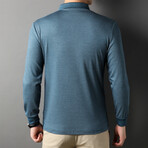 Logan Striped Long Sleeve Polo // Blue (XS)