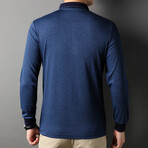 Alvin Striped Long Sleeve Polo // Blue (XL)