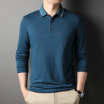 Otto Long Sleeve Polo // Blue Lake (L)