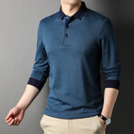 Alvin Striped Long Sleeve Polo // Green (L)