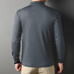 Logan Striped Long Sleeve Polo // Gray (S)