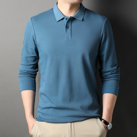 Warner Long Sleeve Polo // Light Blue (XS)