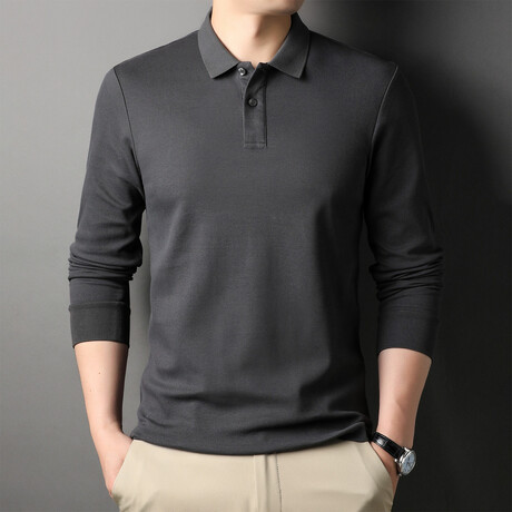 Warner Long Sleeve Polo // Dark Gray (XS)