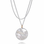 Shelley 18k Rose Gold Brown Diamond + Mother Of Pearl Pendant Necklace // 32"-35" // Store Display