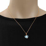 Juliet 18k Rose Gold + 18k White Gold Diamond + Blue Topaz Pendant Necklace // 14"16" // Store Display