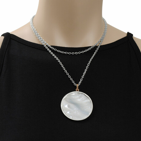 Shelley 18k Rose Gold Brown Diamond + Mother Of Pearl Pendant Necklace // 32"-35" // Store Display