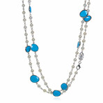 Talita 18k White Gold + Turquoise Necklace // 36" // Store Display