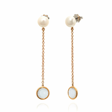 Mimi Milano En 18k Rose Gold + Sterling Silver + Pearl Earrings I // Store Display