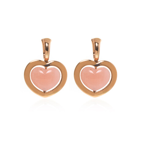 Giulietta E Romeo 18k Rose Gold + Rose Quartzite Heart Earrings // Store Display