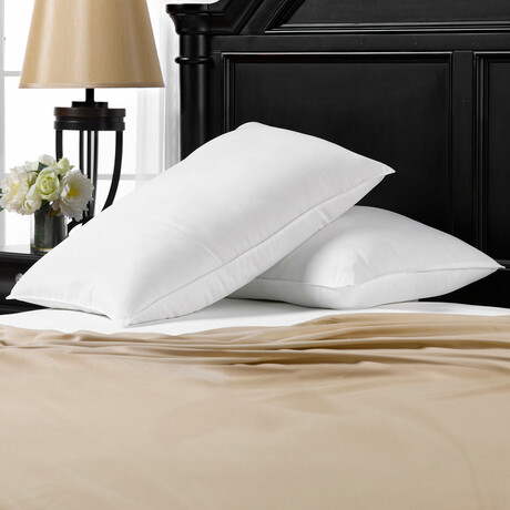 Soft Plush Gel Fiber Filled Allergy Resistant Stomach Sleeper Pillow // Set of 2 (Standard)