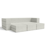 Zipline Convertible Sleeper Sofa + Three Ottomans // California King-Size Bed (Charcoal)