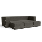 Zipline Convertible Sleeper Sofa + Three Ottomans // California King-Size Bed (Charcoal)