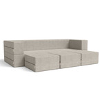 Zipline Convertible Sleeper Sofa + Three Ottomans // California King-Size Bed (Charcoal)