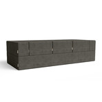 Zipline Convertible Sleeper Sofa + Three Ottomans // California King-Size Bed (Charcoal)