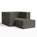 Zipline Convertible Sleeper Chair + Ottoman // Twin-Size Bed (Charcoal)