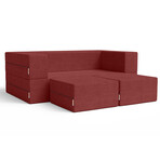 Zipline Convertible Sleeper Loveseat + Ottomans (Charcoal)