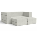 Zipline Convertible Sleeper Loveseat + Ottomans (Charcoal)