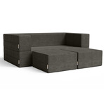 Zipline Convertible Sleeper Loveseat + Ottomans (Charcoal)